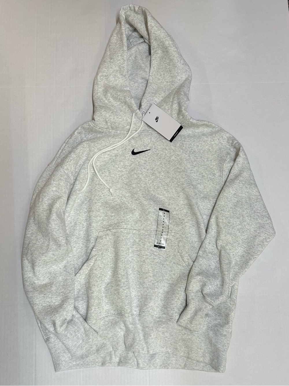 Nike Light Gray Heather Pullover Hoodie with Black Swoosh